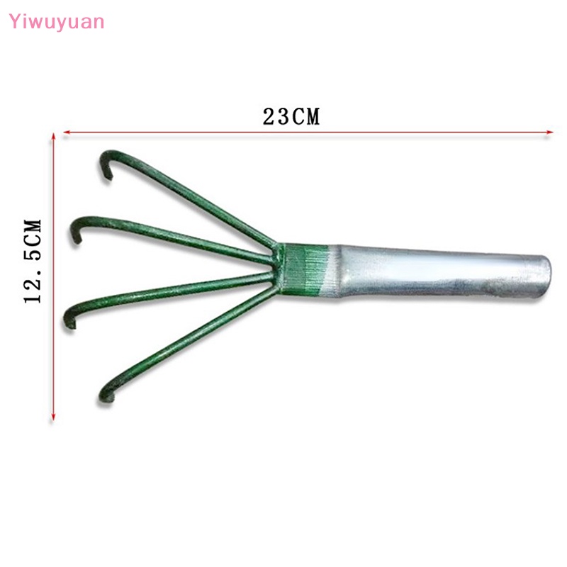 &lt; Yiwuyuan &gt; Ống Hút Vườn Bốn Răng Có Tay Cầm Bằng Sắt Công Cụ Làm Vườn Mới