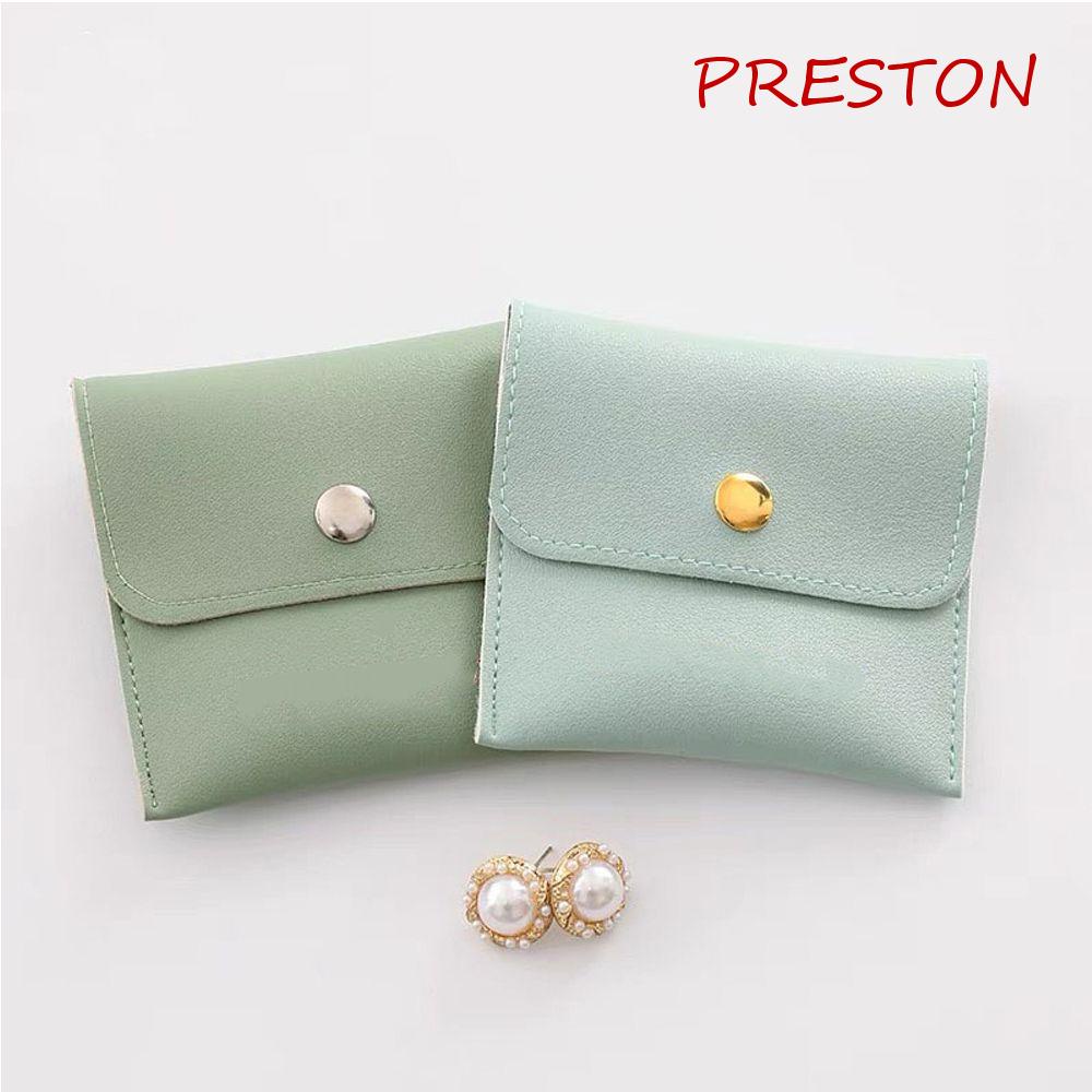 PRESTON Ví Da PU Màu Trơn Phong Cách Hàn Quốc Độc Đáo