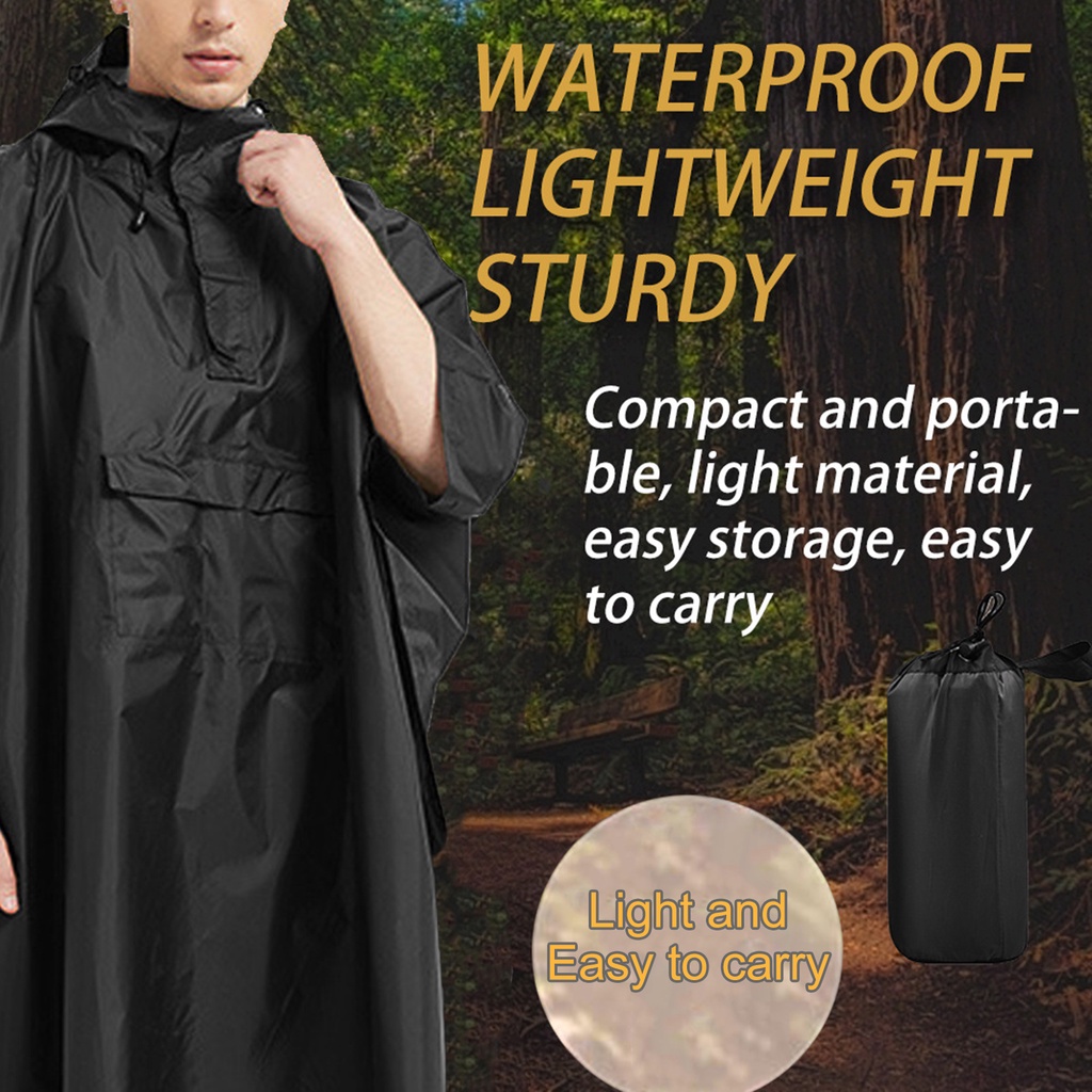 Áo Mưa Poncho PEM- shopee06 Một Kích Thước Có Túi Với Họa Tiết Sọc Phản Quang Cho Unisex