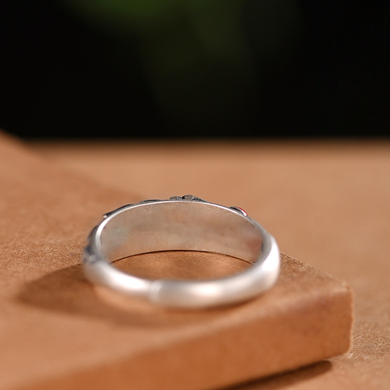 Nhẫn Hở Hình Đồng Xu Bạc Thái Thời Trang Cho Nam Nữ