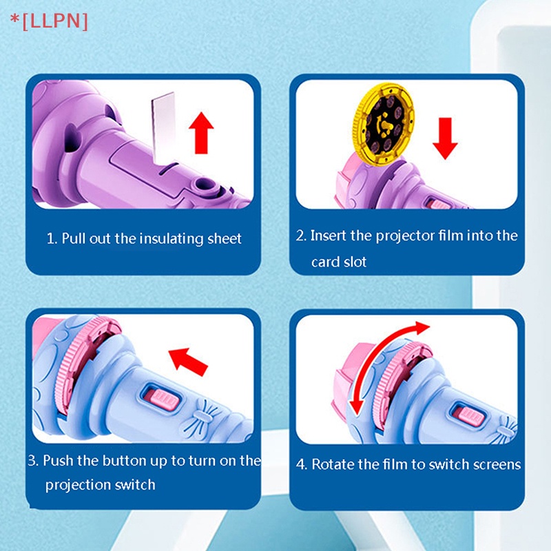 Đèn Pin Chiếu Hoạt Hình 10 Thẻ 80 Họa Tiết Sáng Tạo Dành Cho Trẻ Em