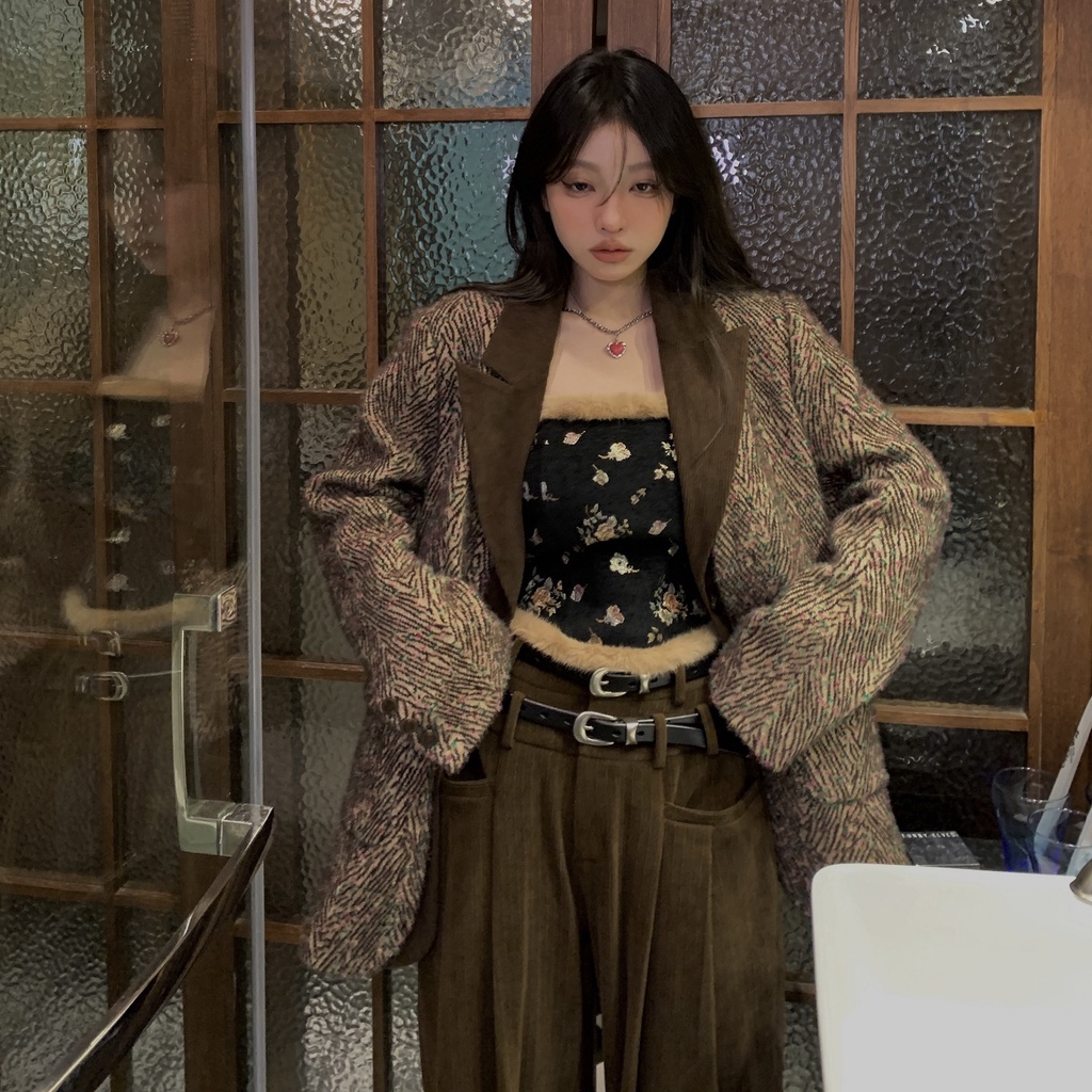 Áo Ống Lông Xù Dày Dặn Thiết Kế Cổ Điển Hợp Thời Trang Cho Nữ