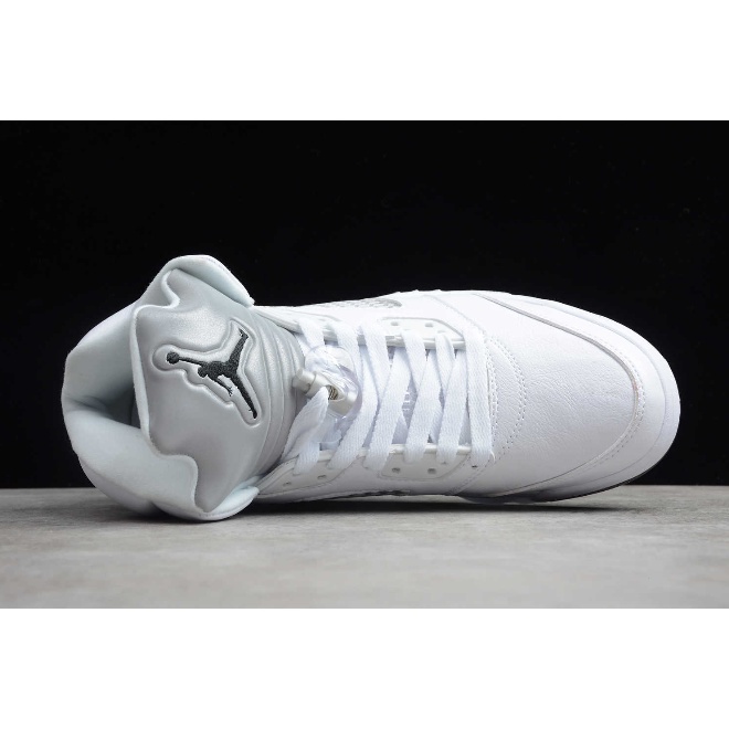 Giày Thể Thao Air Jordan 5 Màu Trắng Ánh Kim Phong Cách Retro 136027- 130 Giày Chạy Bộ 2015 6CEI