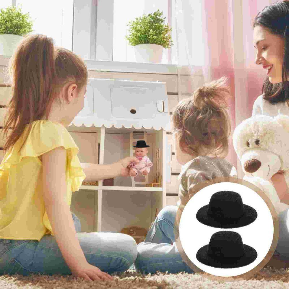 Nón Vải Mini Màu Đen Làm Đồ Thủ Công Cho Búp Bê