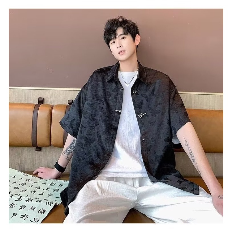 Áo Sơ Mi Tay Ngắn Phong Cách Trung Hoa Thời Trang Mùa Hè Mới Cho Nam
