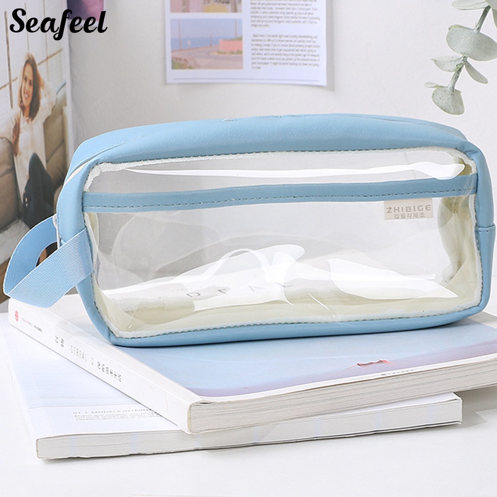 Túi Đựng Bút Trong Suốt Sức Chứa Lớn Có Tay Cầm Tiện Dụng Cho Học Sinh