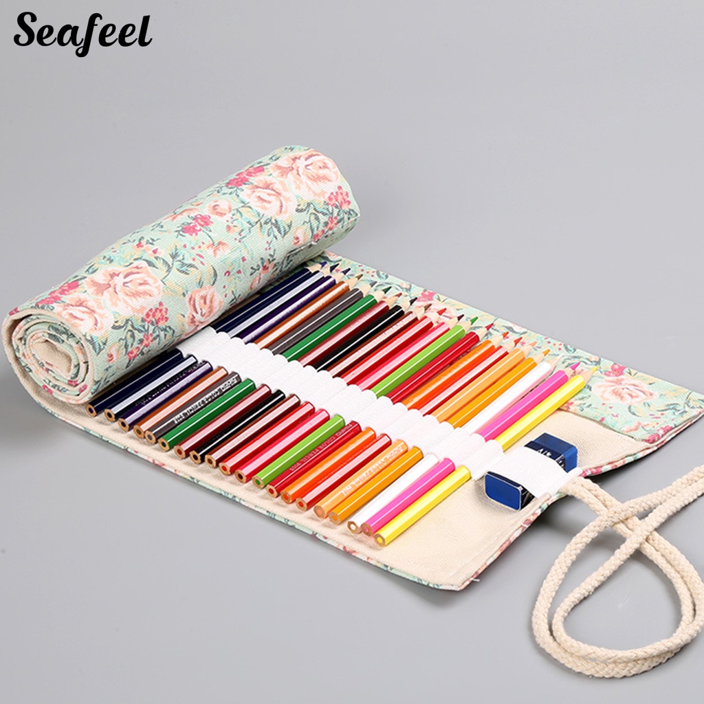 Túi Cuộn Đựng Bút Bằng Vải Canvas Cỡ Lớn 12 / 24 / 36 / 48 / 72