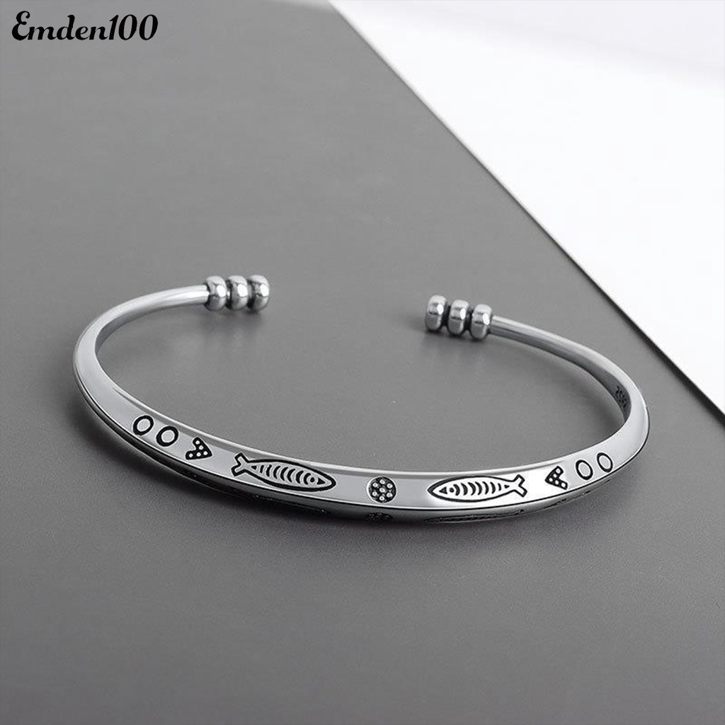 Vòng Đeo Tay Dạng Hở Màu Sắc Bạc Phong Cách Boho Thời Trang Cho Nam