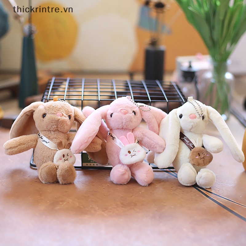 Móc Khóa Thỏ Nhồi Bông Tai Dài Đáng Yêu Dành Cho Bé Gái
