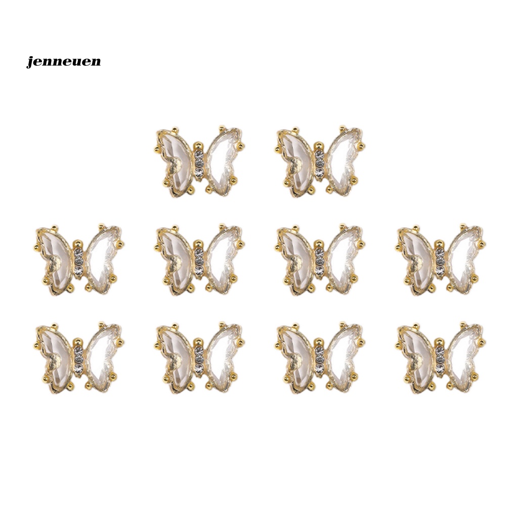 Set 10 Bươm Bướm Nhiều Màu Sắc Lấp Lánh Dùng Trang Trí Móng Tay