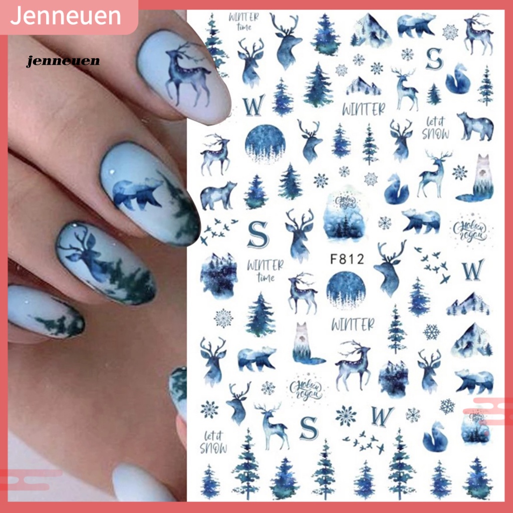 Set 2 Miếng Dán Trang Trí Móng Tay Bằng PVC Họa Tiết Giáng Sinh Độc Đáo