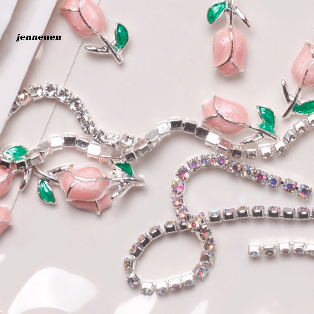 1 Gói Phụ Kiện Trang Trí Móng Tay Hình Hoa Tulip Đính Đá Xinh Xắn