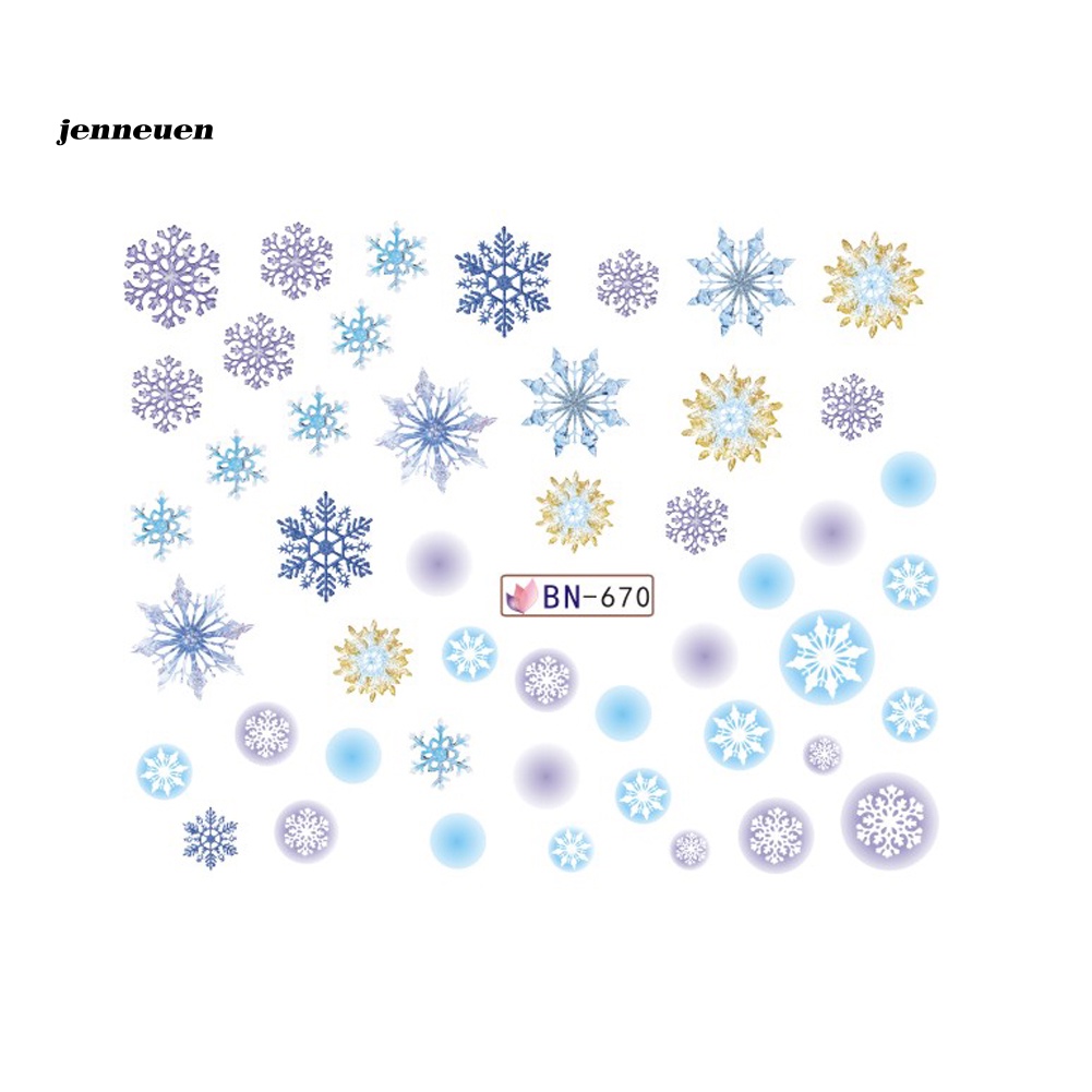 Set 12 Tờ Miếng Dán Hình Bông Tuyết Trang Trí Móng Nghệ Thuật DIY