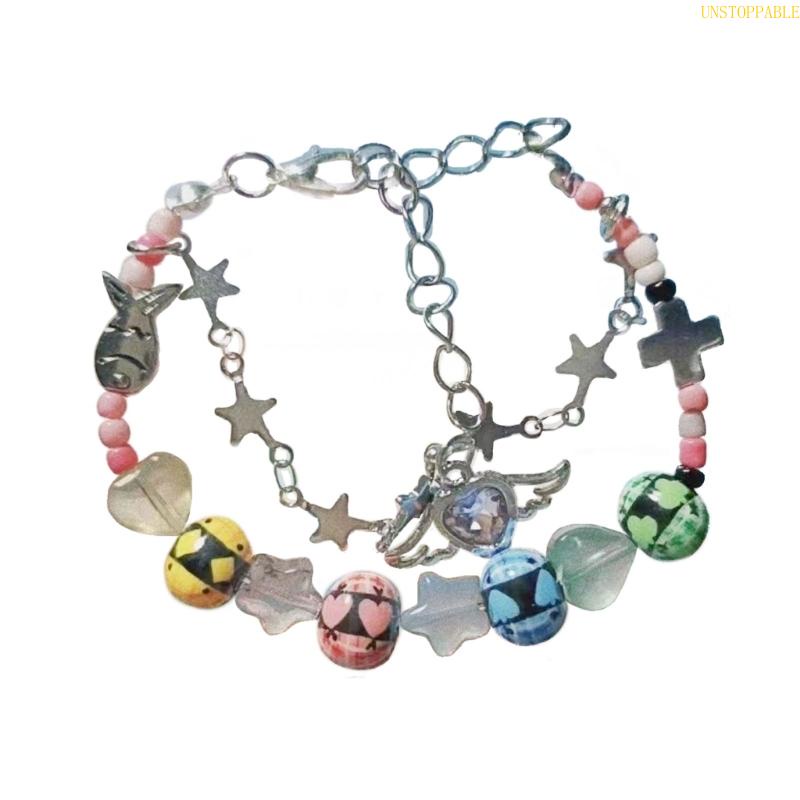 Vòng Đeo Tay Hai Lớp Bằng Nhựa Resin Hình Ngôi Sao Thời Trang