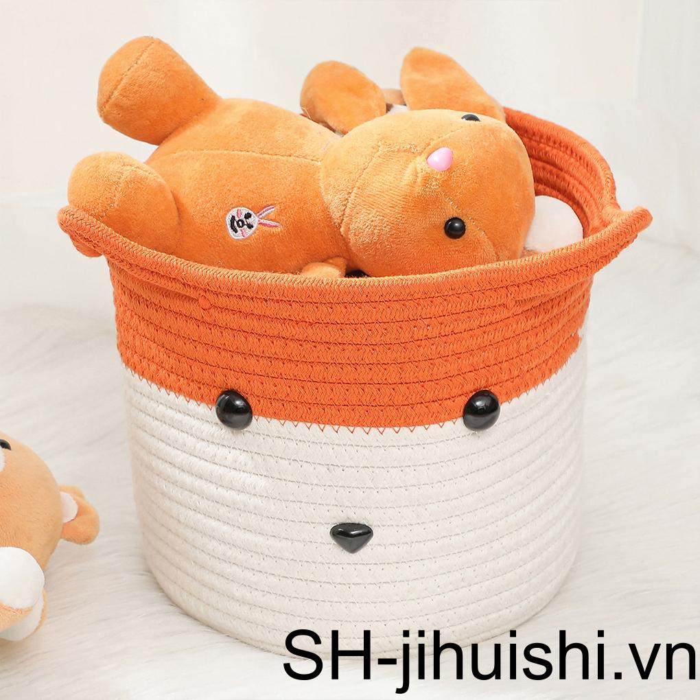 Giỏ Đựng Đồ Thủ Công Mềm Mại Không Biến Dạng Có Tay Cầm Mạnh Mẽ Họa Tiết Động Vật Dễ Thương