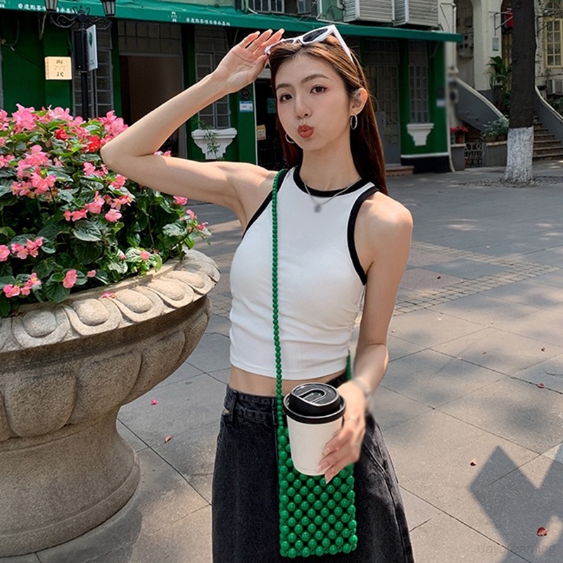 Áo Croptop Hai Dây Dáng Ôm Phong Cách Hàn Quốc Thời Trang Mùa Hè Cho Nữ