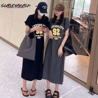 Đầm thun SUGEMIUSI form rộng che bụng phong cách phương tây thời trang mùa hè Hàn Quốc cho phụ nữ trung niên
