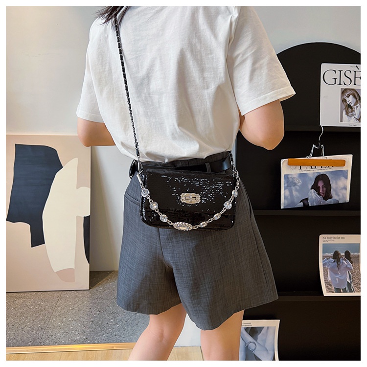 Túi Xách Đeo Vai Hình Vuông Cỡ Nhỏ Đính Kim Tuyến Lấp Lánh Phong Cách Thời Trang Mới 2023