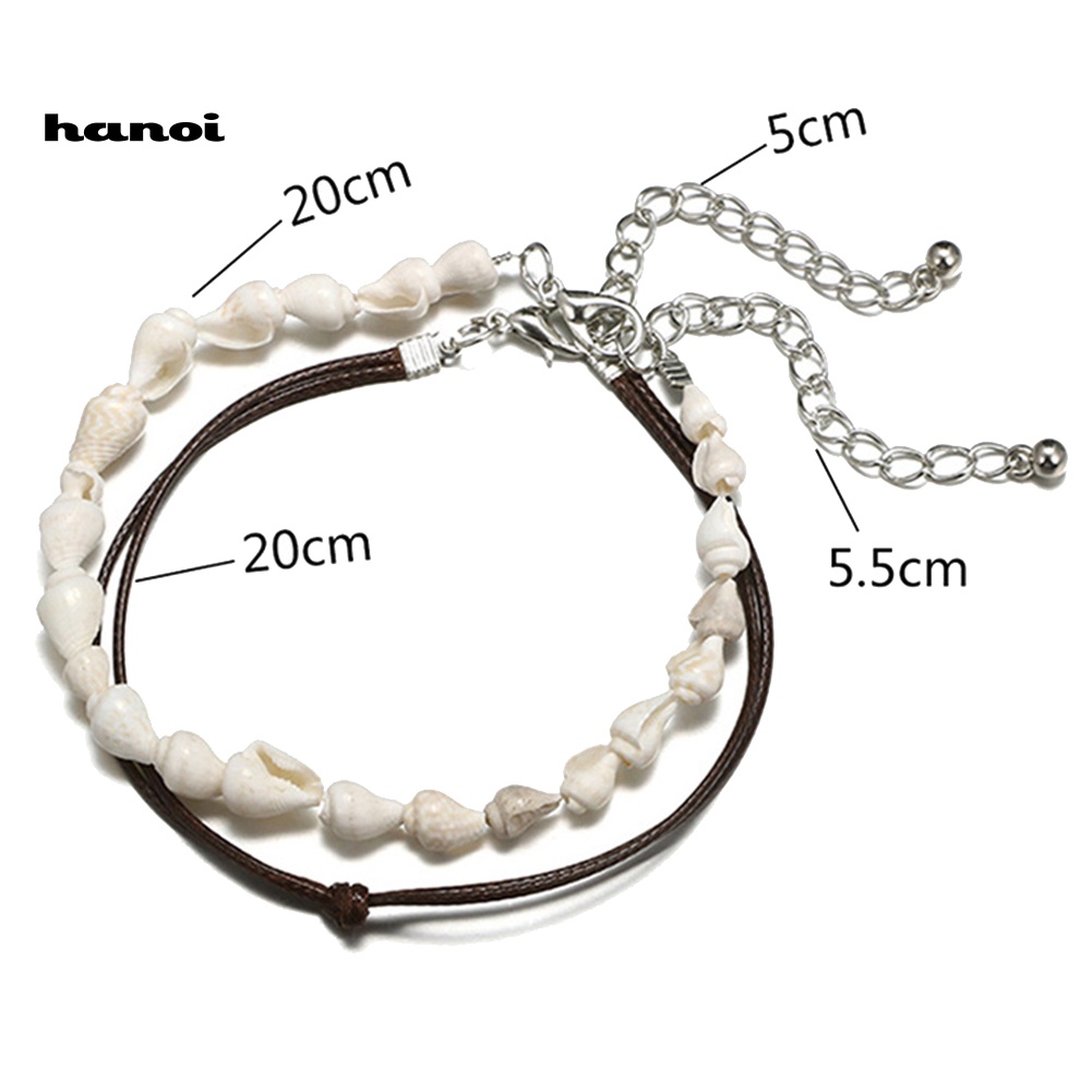 Set 2 Lắc Chân Hình Vỏ Sò Phong Cách Bohemia Thời Trang Cho Nữ