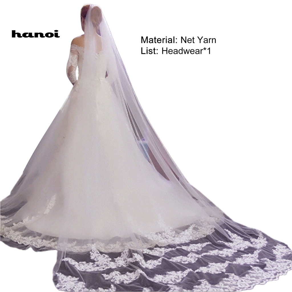 Mạng Che Mặt Một Lớp 300CM Kèm Lược Cài Tóc Cho Cô Dâu Ngày Cưới