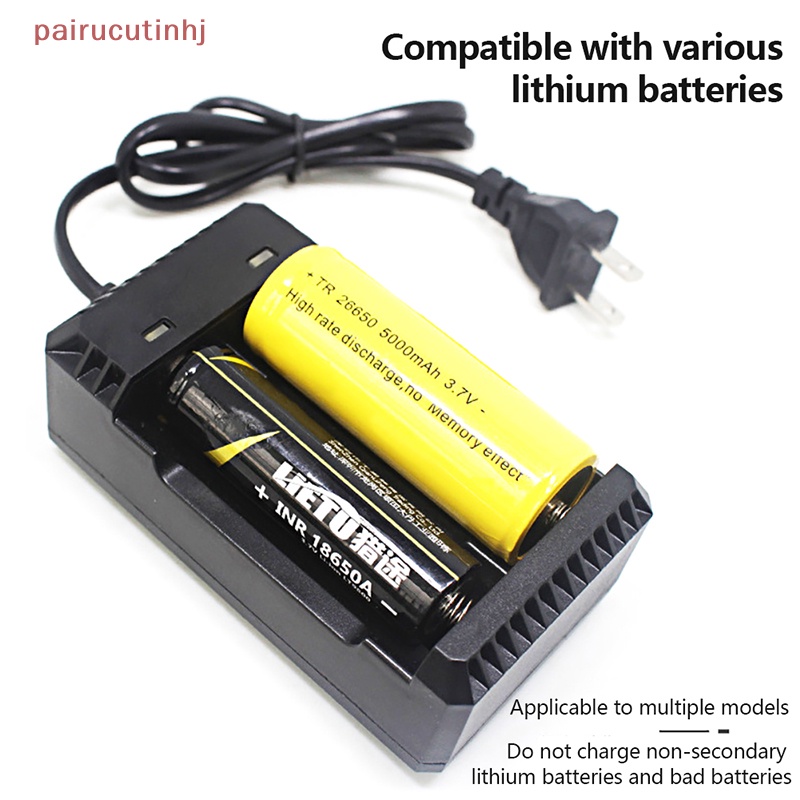 Cặp Cục Sạc Pin Li-ion 18650 26650 Hai Khe Có Dây Cáp Sạc Nhanh