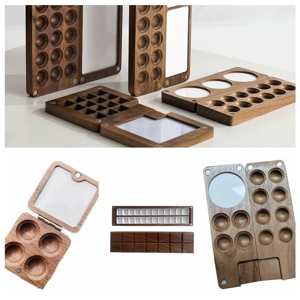 WAPKTY Hộp Màu Nước Bằng Gỗ mini Màu Đen Làm Thủ Công