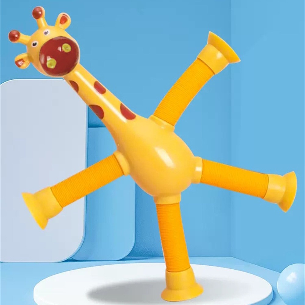 Đồ Chơi Xếp Hình Hươu Cao Cổ Hoạt Hình Dạ Quang Có Giác Hút Co Giãn