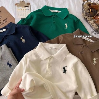 Joyncleon Áo polo Tay Dài Dáng Rộng Thêu Họa Tiết Đường Phố Thời Trang Mùa Thu Cho Bé Trai Và Gái