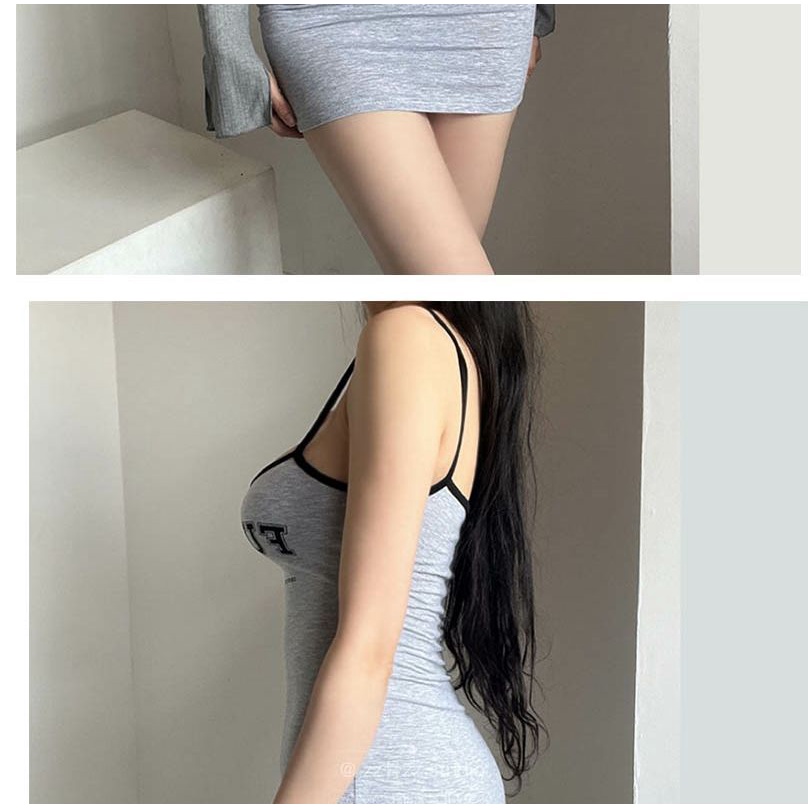 Đầm Không Tay In Chữ Phong Cách Âu Mỹ Quyến Rũ