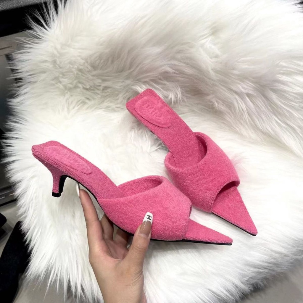 Dép Cao Gót Da Lộn Mũi Nhọn Chống Trượt Thời Trang Pháp Quý Phái Dành Cho Nữ 02667