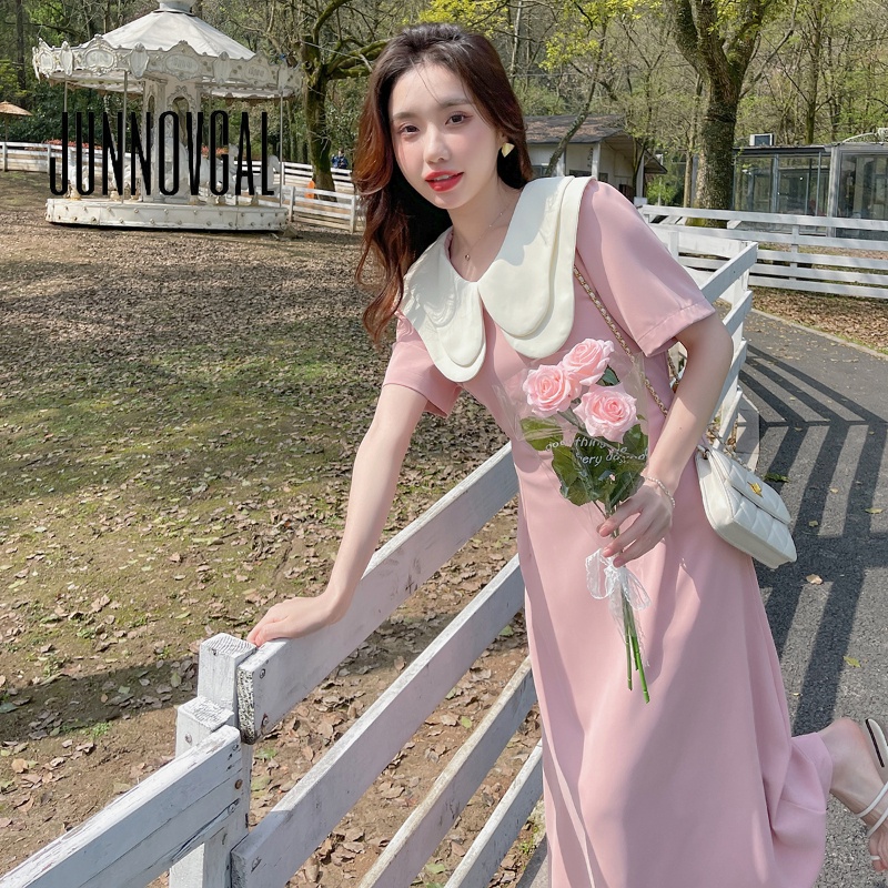Junnovgal women 2023 thời trang mới búp bê cổ áo eo mỏng sang trọng tính khí muse fan dresses