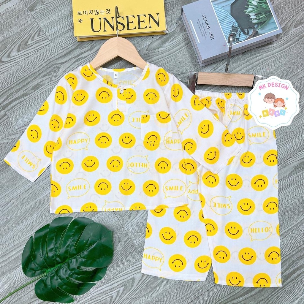 Bộ lanh bé trai, Đồ bộ bé trai tay dài quần dài vải tole loại 1 size 7-35kg