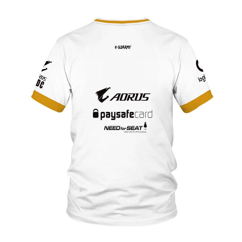 Nam nữ thời trang dạo phố t-shirt chất lượng cao custom id ball jersey quần áo g2 esports t-shirt trò chơi lol csgo team pro gamer street men ladies casual fashion t-shirt