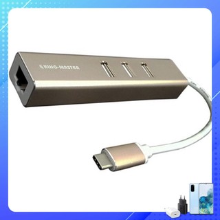 [Mã ELMS10 giảm 6% đơn 50K] Cáp chuyểnType C sang Mạng Lan RJ45 +Hub 3 port USB 2.0 King-Master KM007 - Hàng chính hãng