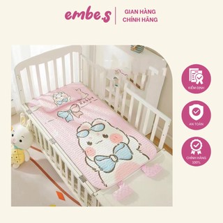 Chiếu lụa điều hoà kèm gối êm ái, mát mẻ cho bé giấc ngủ ngon kích thước 60x120cm embe.s