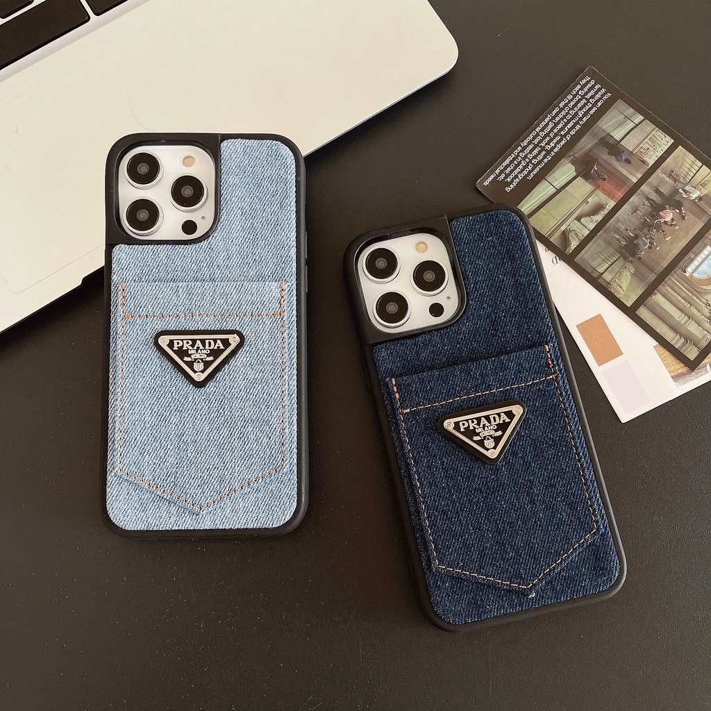 Ốp Điện Thoại Vải denim Có Ngăn Đựng Thẻ Cho Iphone 15promax 14 13 12 pro max xsmax xr x xs 7 8 plus se2020