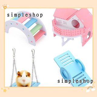 Đồ Chơi Xích Đu/Cầu Vòm/ Nhà/ Bập Bênh Gỗ Màu Cầu Vồng Cho Chuột Hamster