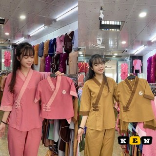 Đồ lam đi chùa # mẫu 3 nút mẹ và bé # đồ bộ nữ by jolie