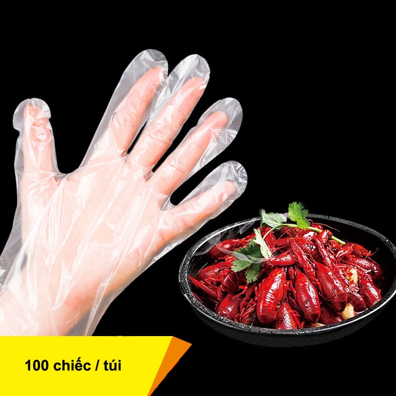 Vật liệu PE tiêu chuẩn thực phẩm găng tay dùng một lần, Số lượng: 100 cái / túi, Kích thước: 24,5 x 13,5cm GL602