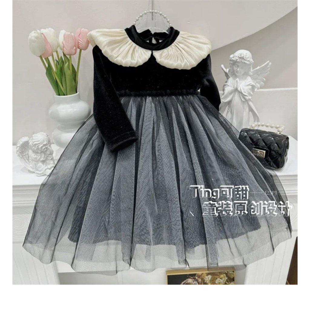 Đầm Công Chúa Chất Liệu Nhung Cao Cấp Thời Trang Xuân Thu Phong Cách Hàn Quốc Cho Bé Gái