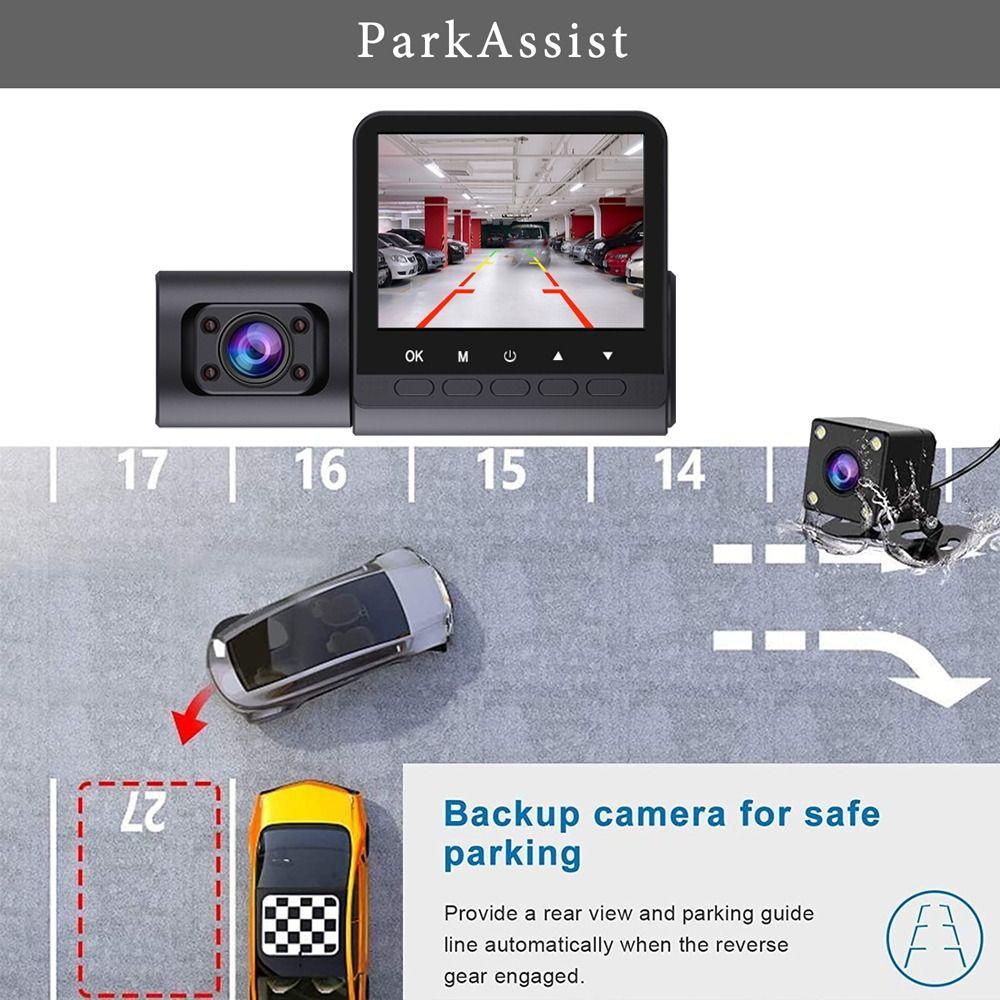 Camera Hành Trình mini 3 Kênh Trước Và Sau hd 1080p Màu Đen 2 Inch Cho Xe Hơi