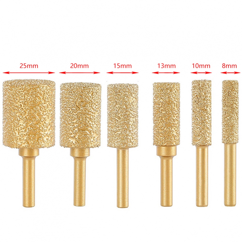 Đầu kim cương burr đầu kim cương vàng nhám đầu mài trục tròn 6mm