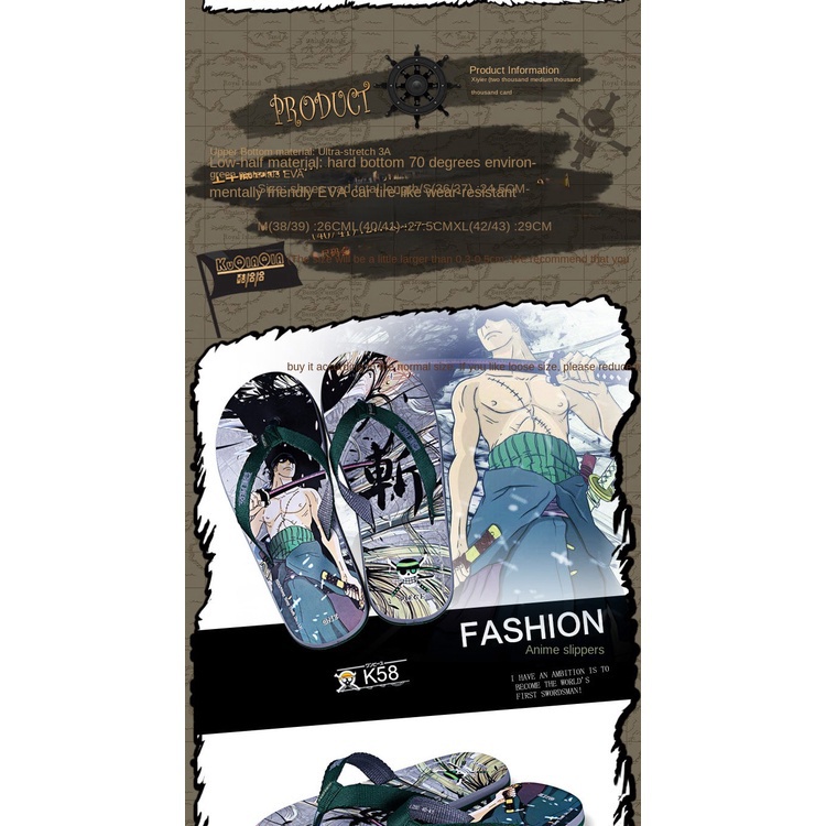 Dép Xỏ Ngón Đi Biển Thời Trang Mùa Hè Phong Cách Bán Sỉ Anime One Piece Đơn Giản