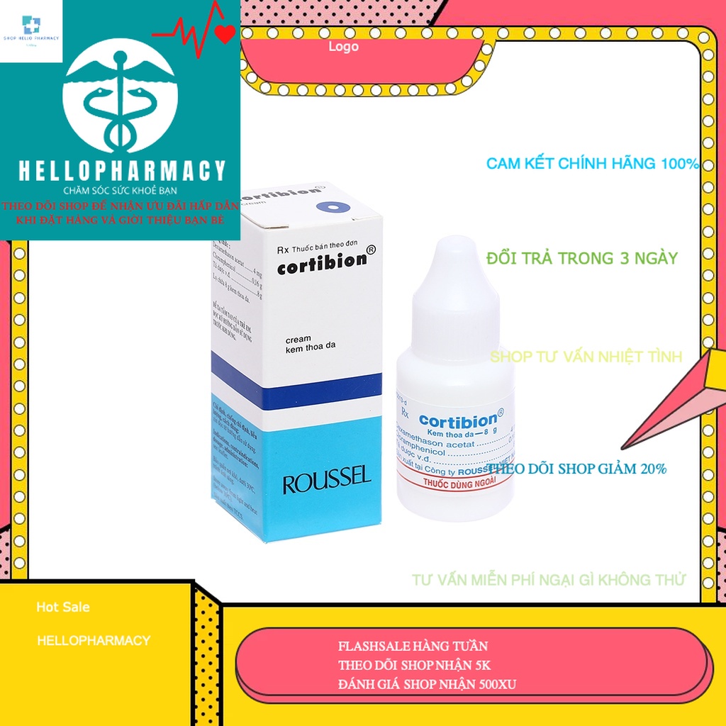 Kem bôi da Cortibion 8g