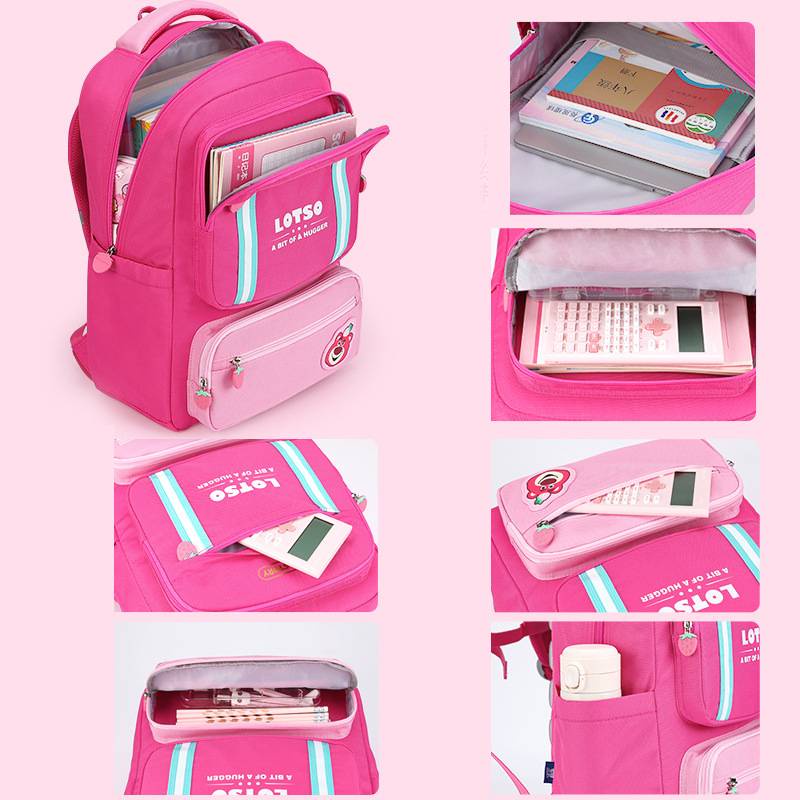 Ba Lô Đa Năng Chống Thấm Nước Sức Chứa Lớn Họa Tiết In Hình Gấu Dâu Tây Disney Cho Bé Lớp 1-3