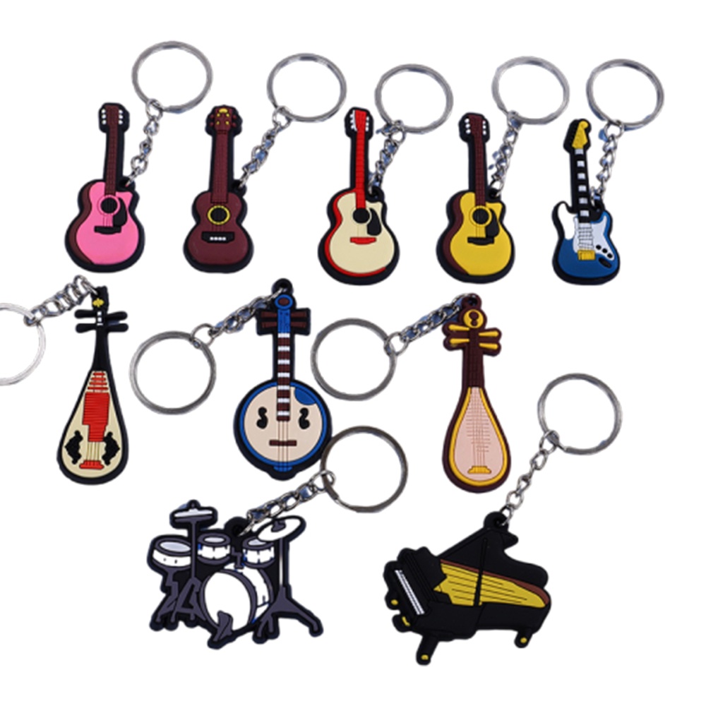 Sáng tạo cổ điển guitar keychain thời trang nhạc cụ silicone đồ trang trí phụ kiện túi chìa khóa mặt dây chuyền cho nam giới nữ quà tặng
