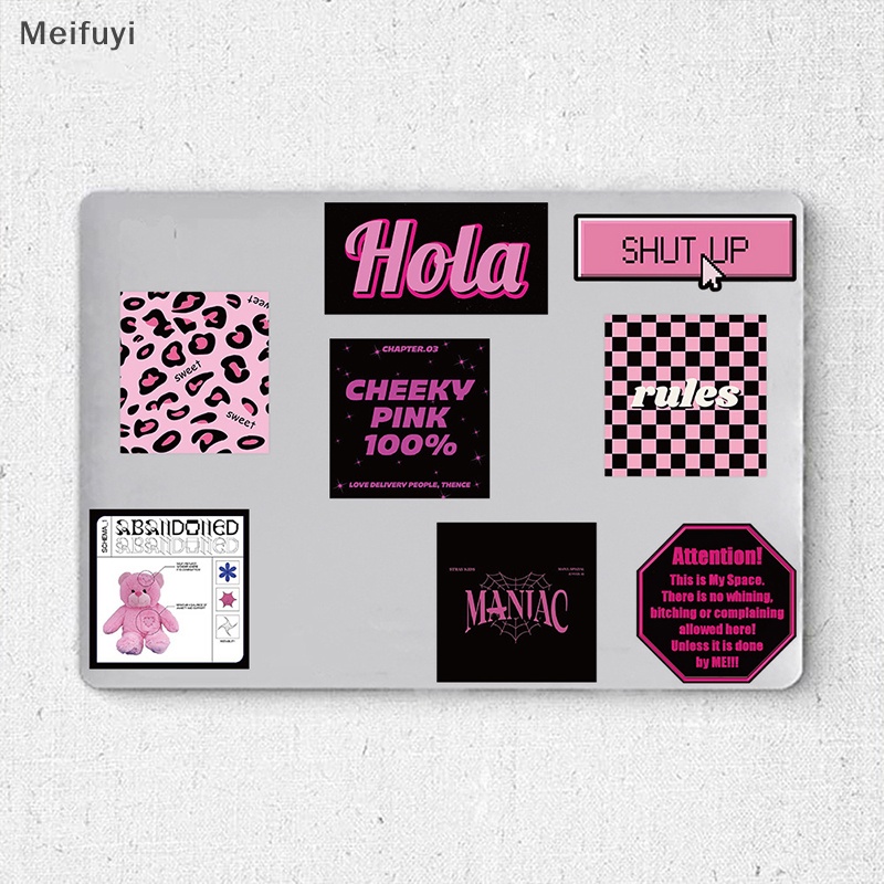 Set 55 Miếng Dán Hình Chữ Tiếng Anh Màu Hồng graffiti Trang Trí Vali Đàn guitar laptop Điện Thoại Nhật Ký diy