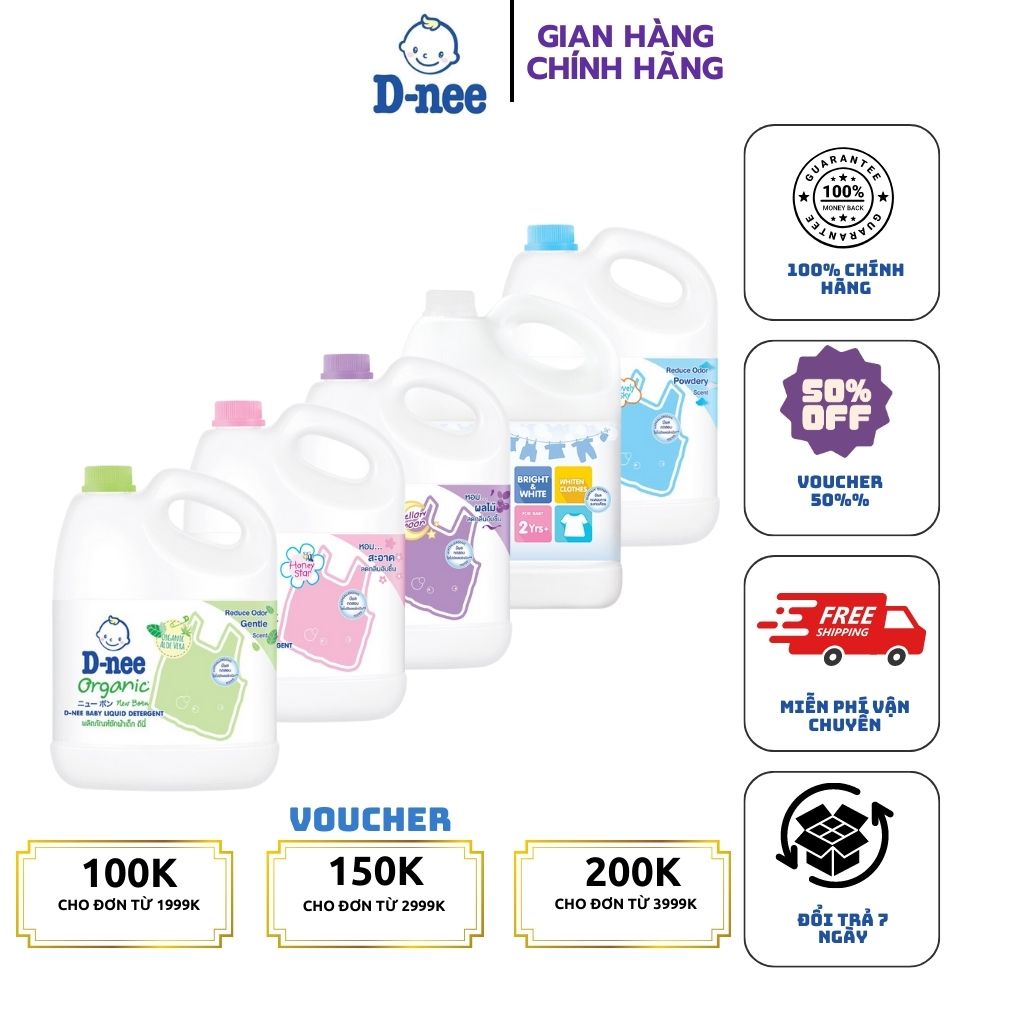 (Trợ Giá) Nước Giặt Quần Áo D - Nee 3000 Ml - Nước Giặt An Toàn Cho Bé
