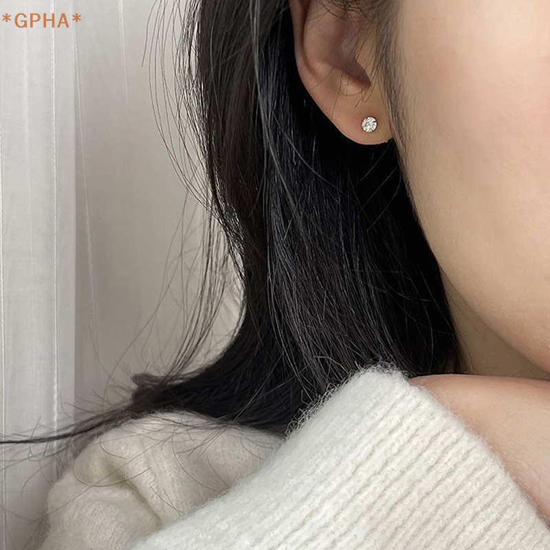 1 Đôi Khuyên Tai 3 / 4 / 5mm Bằng Thép Không Gỉ Đính Đá Zircon Thời Trang Dành Cho Nữ Mới
