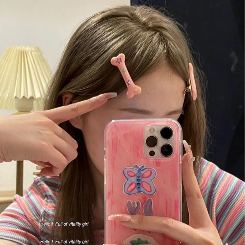 1 Kẹp Tóc Hình Xương Chó / Ngôi Sao / Xương Chó We Flower / Ngôi Sao Thời Trang Cho Nữ Y2K